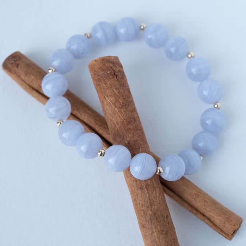 蕾絲藍繡球丨藍紋瑪瑙丨天然礦石水晶手鍊手串女生女友生日禮物