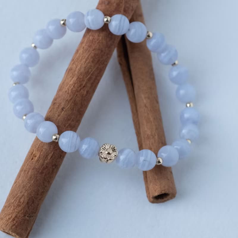 蕾絲藍繡球丨藍紋瑪瑙丨天然礦石水晶手鍊手串女生女友生日禮物