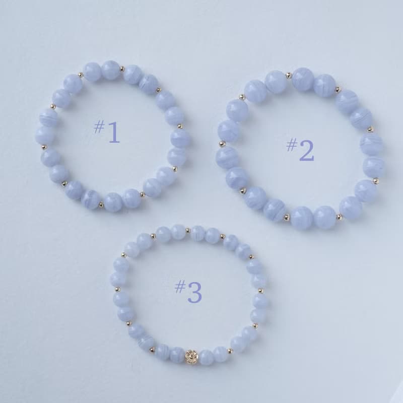 蕾絲藍繡球丨藍紋瑪瑙丨天然礦石水晶手鍊手串女生女友生日禮物