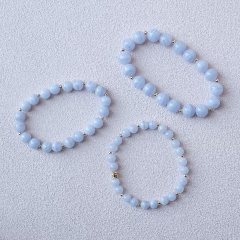 蕾絲藍繡球丨藍紋瑪瑙丨天然礦石水晶手鍊手串女生女友生日禮物