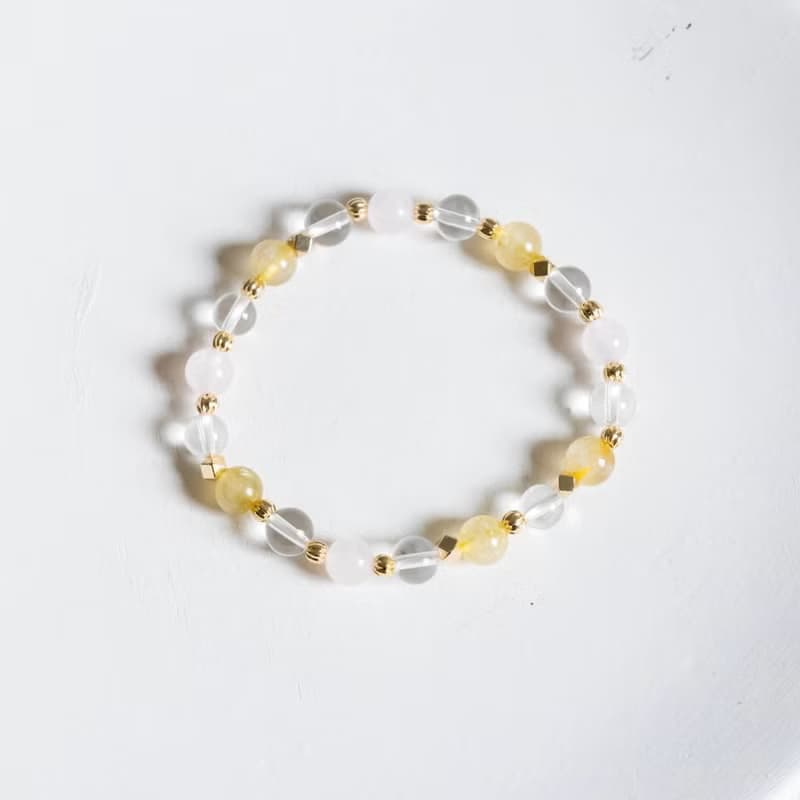 流年數字8號 流年補運水晶手鍊 粉晶 白水晶 金髮晶