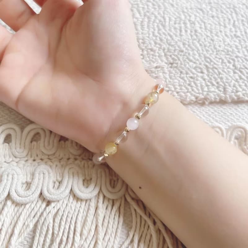 流年數字8號 流年補運水晶手鍊 粉晶 白水晶 金髮晶
