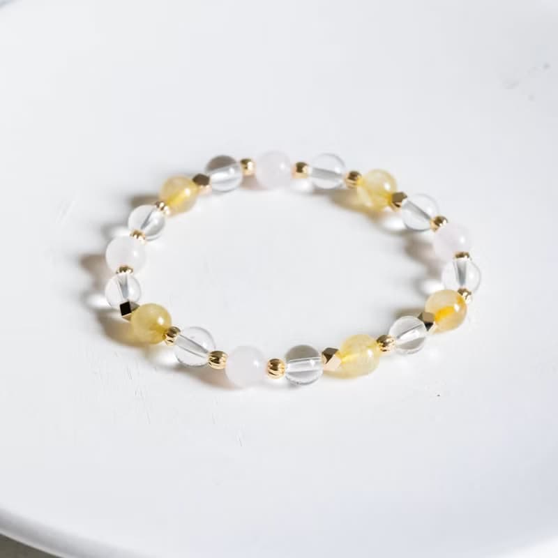 流年數字8號 流年補運水晶手鍊 粉晶 白水晶 金髮晶