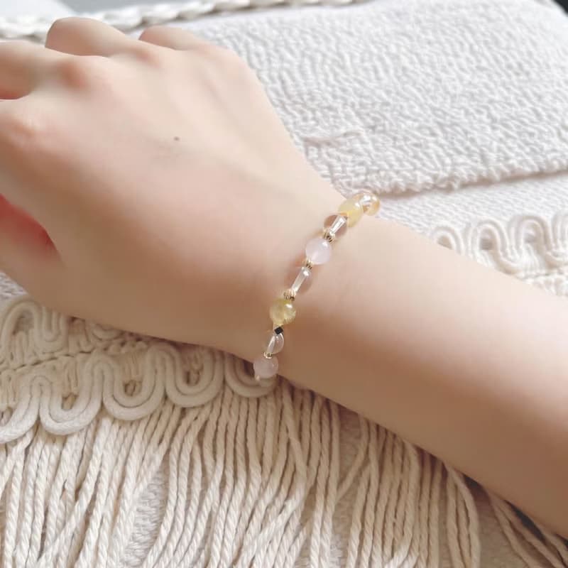 流年數字8號 流年補運水晶手鍊 粉晶 白水晶 金髮晶