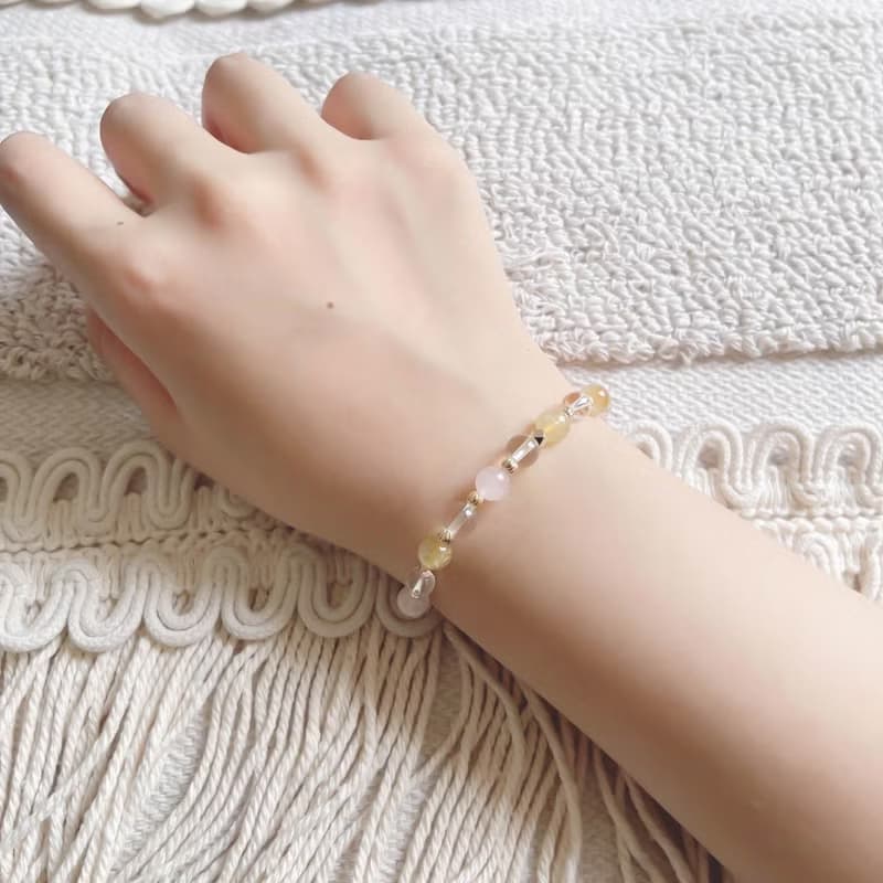 流年數字8號 流年補運水晶手鍊 粉晶 白水晶 金髮晶