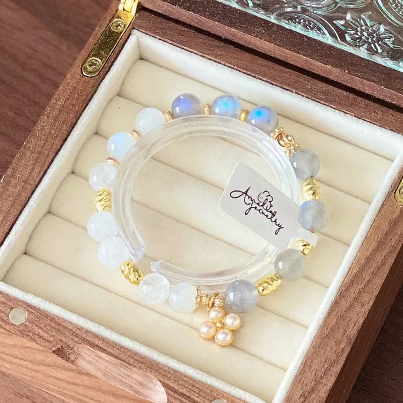 Amelia Jewelry丨塵世之夢丨天然月光石灰月光白月光原創手鍊