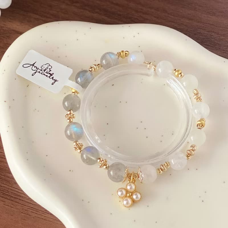Amelia Jewelry丨塵世之夢丨天然月光石灰月光白月光原創手鍊