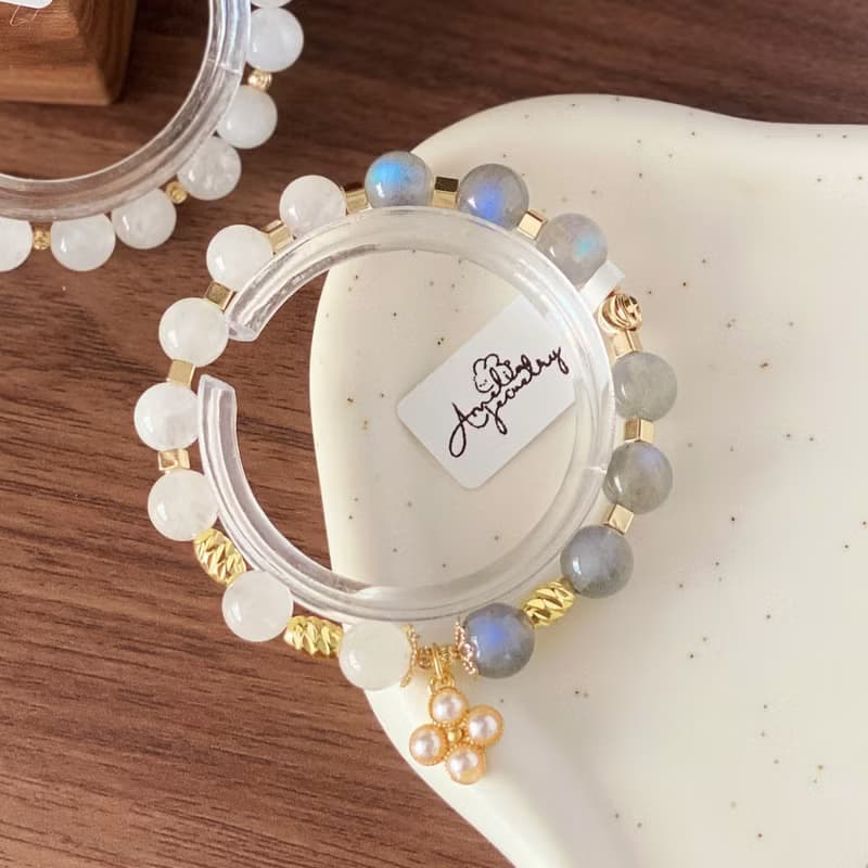 Amelia Jewelry丨塵世之夢丨天然月光石灰月光白月光原創手鍊