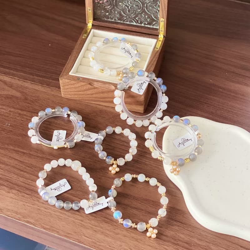 Amelia Jewelry丨塵世之夢丨天然月光石灰月光白月光原創手鍊