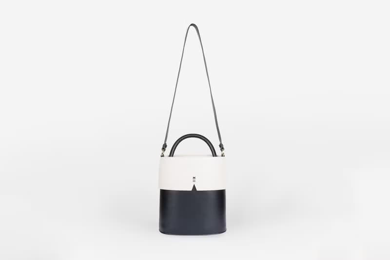 Gaia Bucket Bag 素皮革 水桶包 手提包 側背包 黑色x米白色
