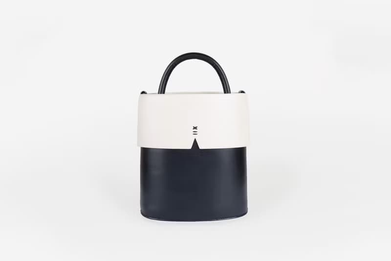 Gaia Bucket Bag 素皮革 水桶包 手提包 側背包 黑色x米白色