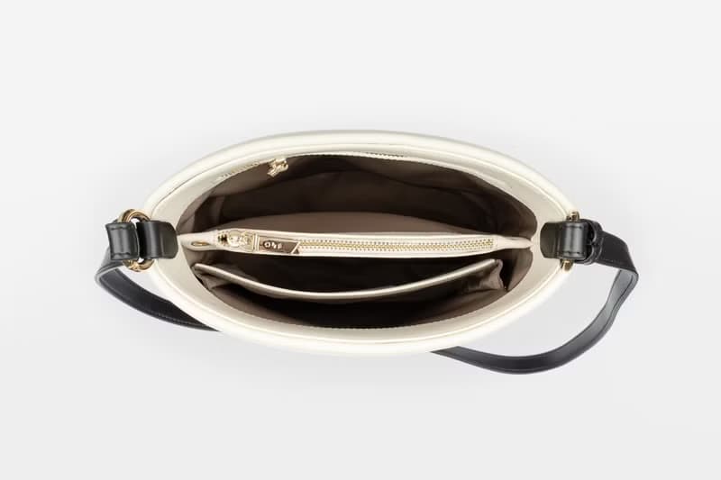 Gaia Bucket Bag 素皮革 水桶包 手提包 側背包 黑色x米白色