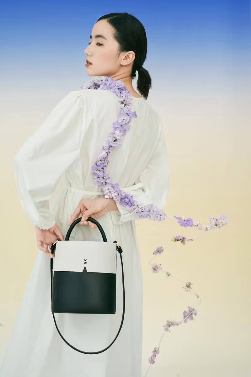 Gaia Bucket Bag 素皮革 水桶包 手提包 側背包 黑色x米白色