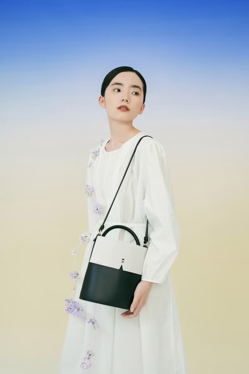 Gaia Bucket Bag 素皮革 水桶包 手提包 側背包 黑色x米白色