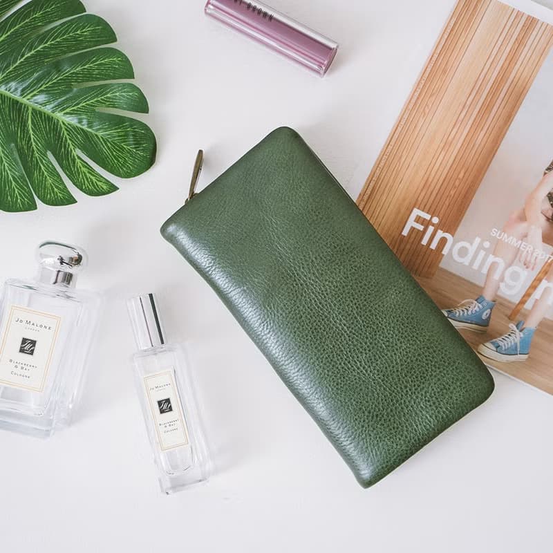 【禮盒】魅力真皮拉鍊長夾 X8122 綠V