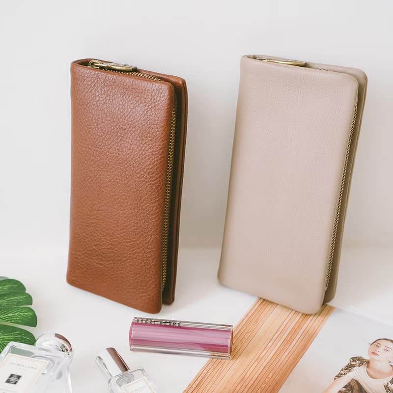 【禮盒】魅力真皮拉鍊長夾 X8122 綠V