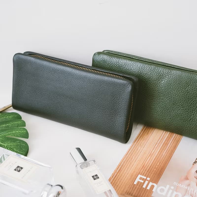 【禮盒】魅力真皮拉鍊長夾 X8122 綠V