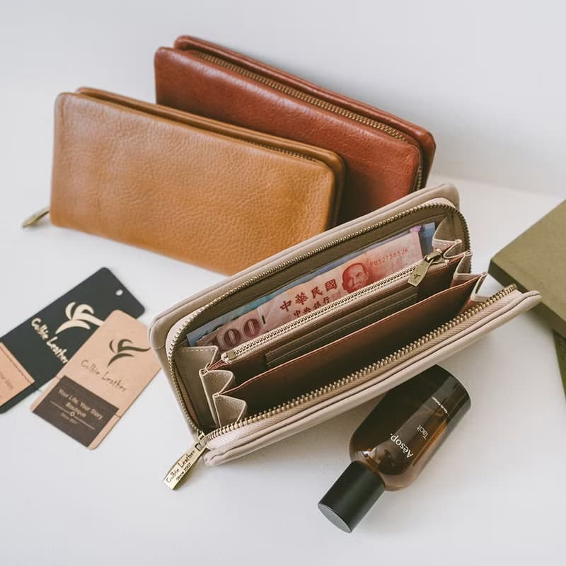 【禮盒】魅力真皮拉鍊長夾 X8122 綠V