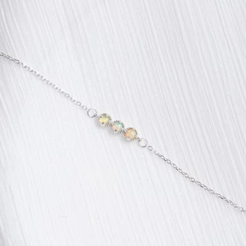 蛋白石925純銀蛋糕排鑽風格手鍊