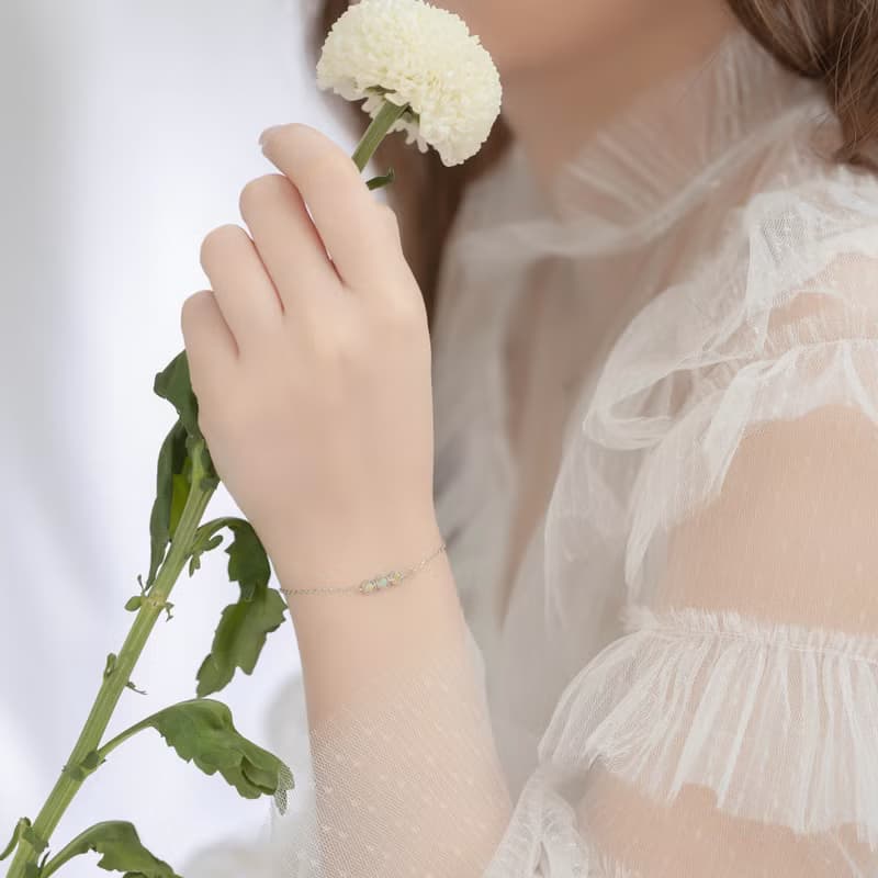 蛋白石925純銀蛋糕排鑽風格手鍊