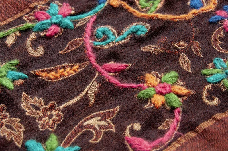 喀什米爾Cashmere/水煮羊毛披肩/針織圍巾/刺繡圍巾/羊絨披巾-花
