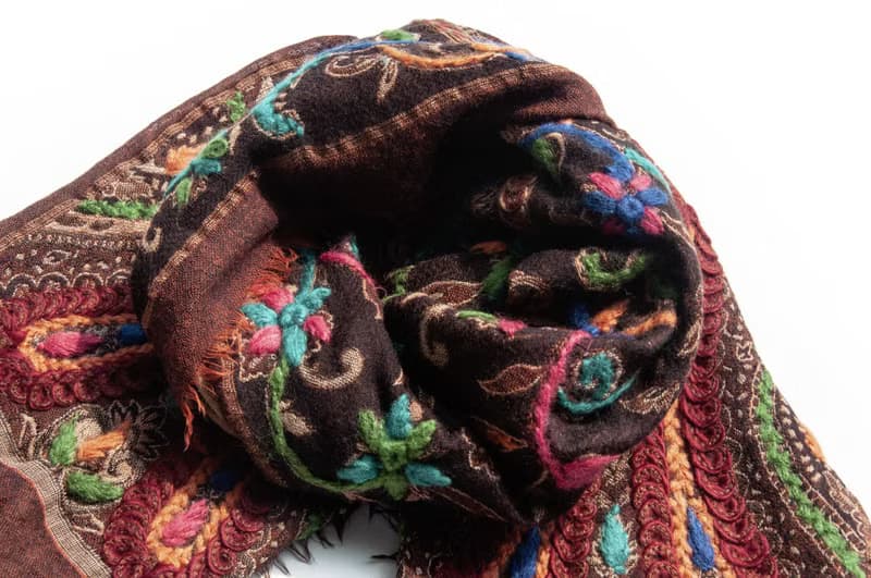 喀什米爾Cashmere/水煮羊毛披肩/針織圍巾/刺繡圍巾/羊絨披巾-花