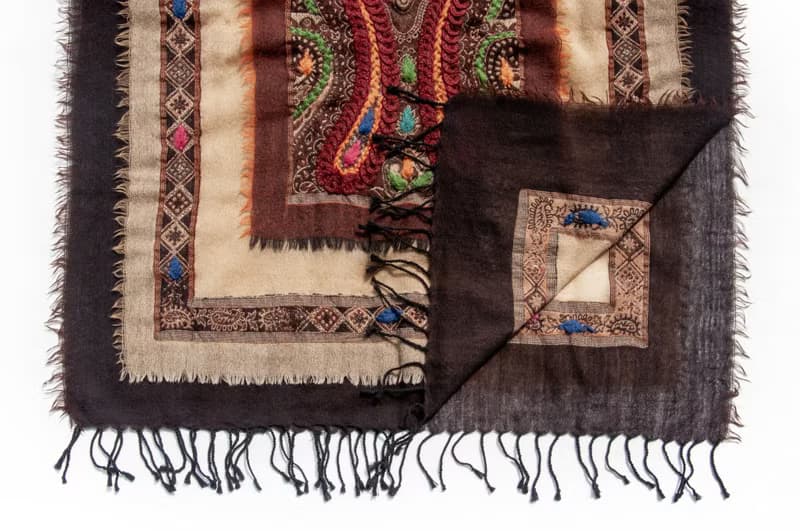 喀什米爾Cashmere/水煮羊毛披肩/針織圍巾/刺繡圍巾/羊絨披巾-花