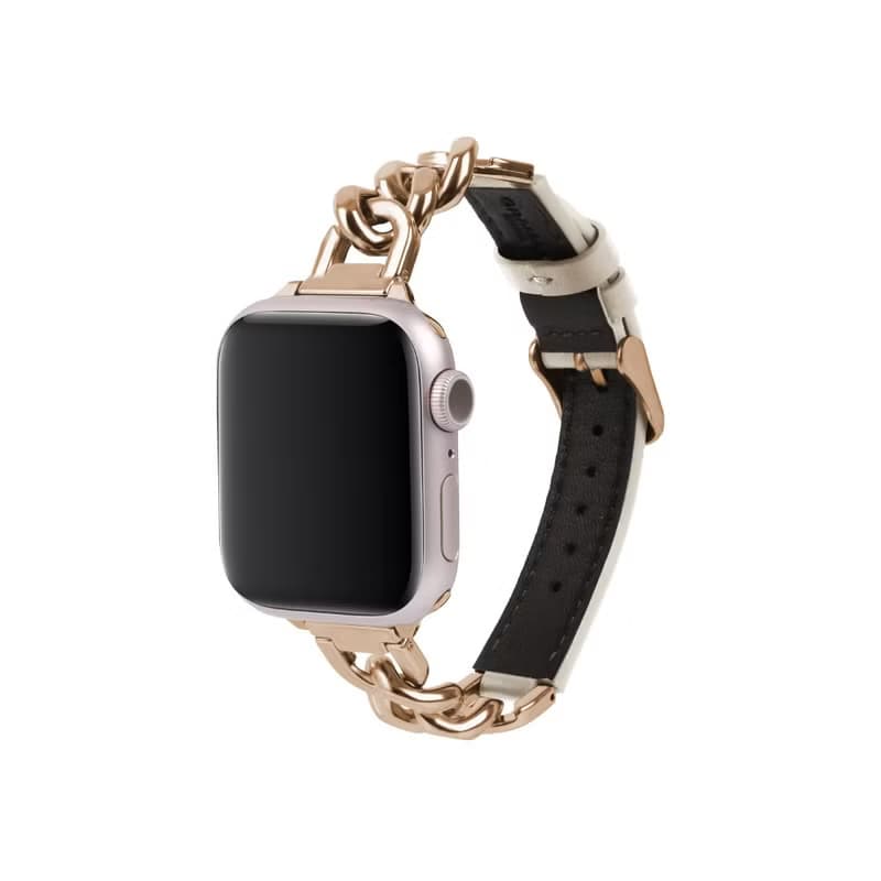 Apple Watch 44/45/46/49mm 仕女金屬鏈皮革錶帶