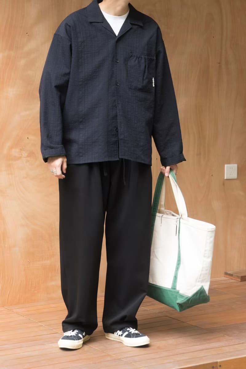OUTER 日系潮流質感紋理口袋寬鬆外套 古巴領長袖Cityboy藏青男生