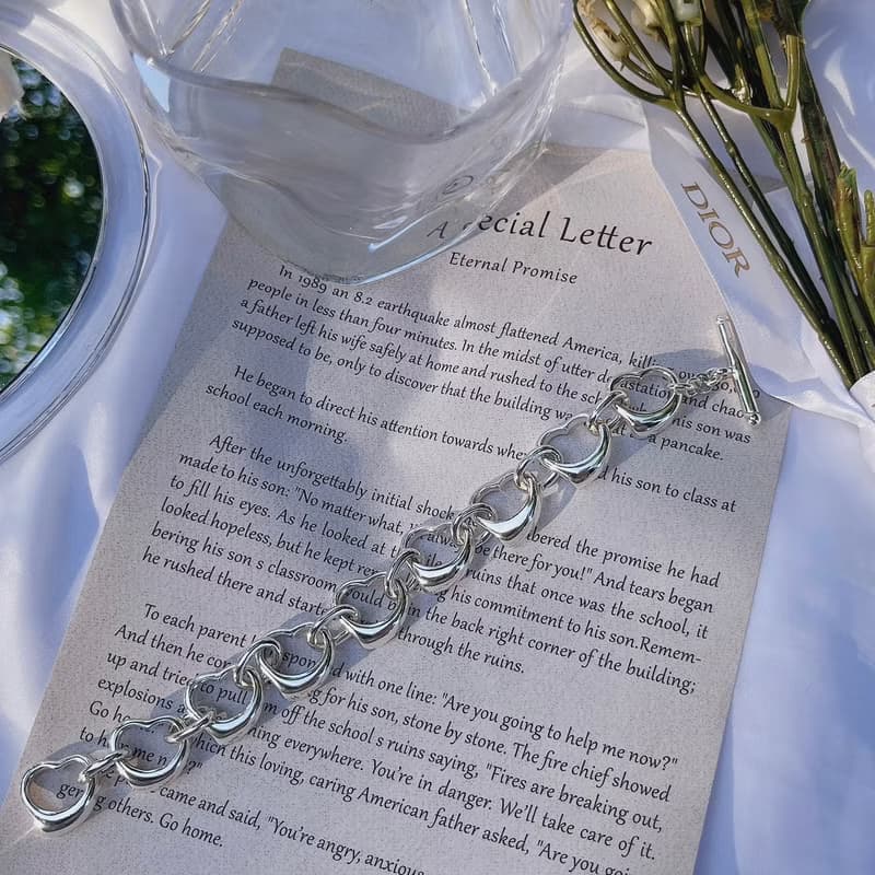 七月葉金工 /Heart愛心重磅OT扣手鍊 /925純銀手鍊