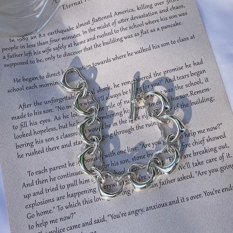 七月葉金工 /Heart愛心重磅OT扣手鍊 /925純銀手鍊