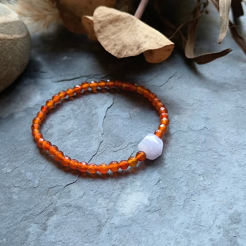 天然緬甸翡翠紫羅蘭不規則珠 紅瑪瑙串珠手鍊 072803