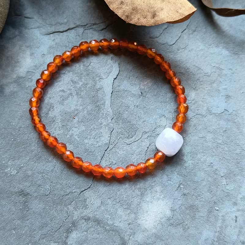 天然緬甸翡翠紫羅蘭不規則珠 紅瑪瑙串珠手鍊 072803