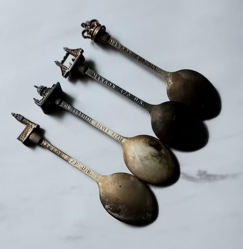 大英帝國 • 倫敦著名地標銀湯匙盒組 老英國絕版紀念品