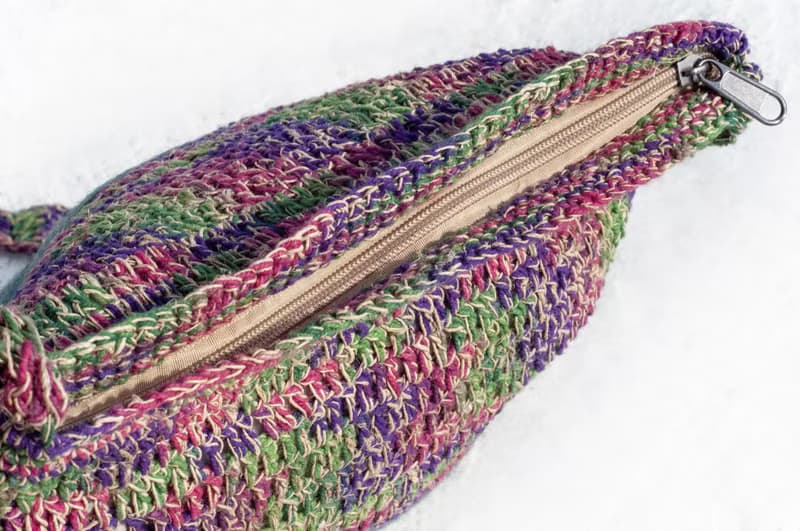 天然棉麻鉤織輕便包/斜背包/側背包/肩背包/購物袋/提袋-漸層彩虹