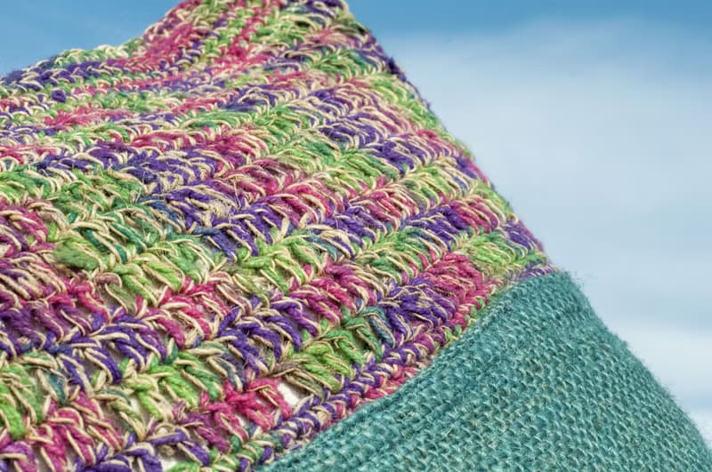 天然棉麻鉤織輕便包/斜背包/側背包/肩背包/購物袋/提袋-漸層彩虹