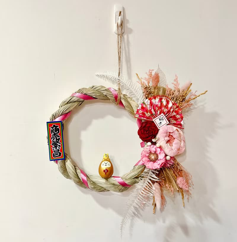 春節/過年/招財貓/日式/手作/乾燥花/注連繩/可擴香/開幕禮/入厝
