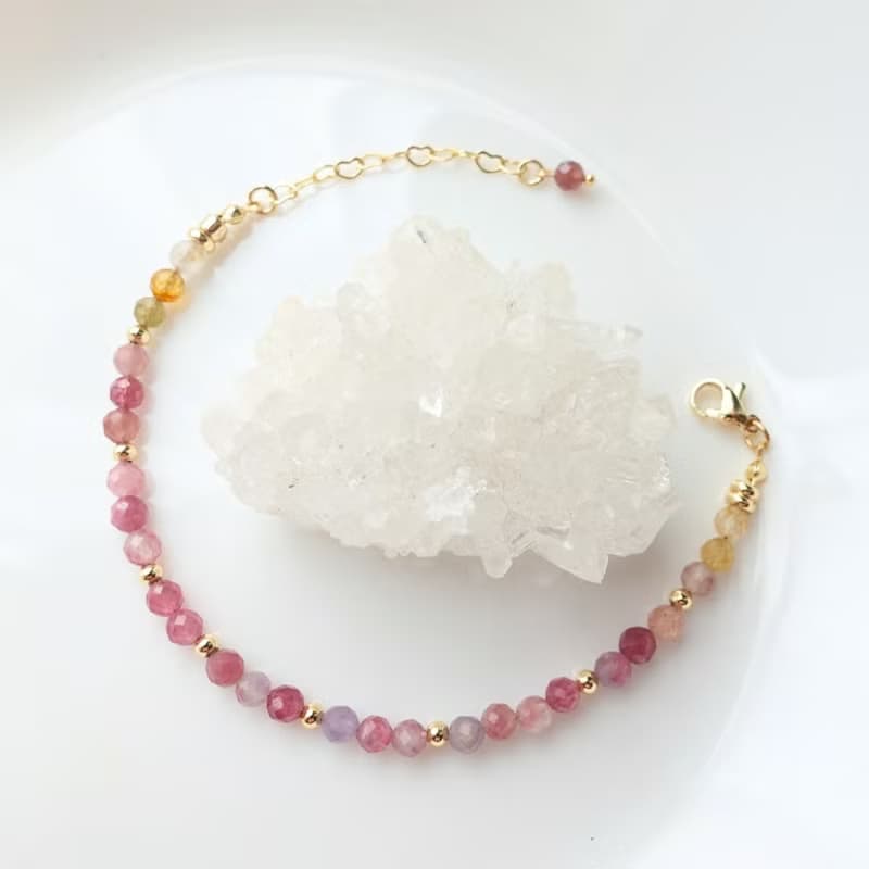 天然 粉紫碧璽 天然糖果碧璽 好人緣 正磁場 能量手鍊 手串 禮物