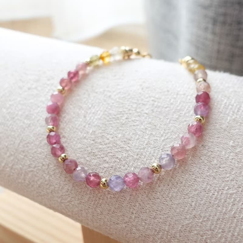 天然 粉紫碧璽 天然糖果碧璽 好人緣 正磁場 能量手鍊 手串 禮物