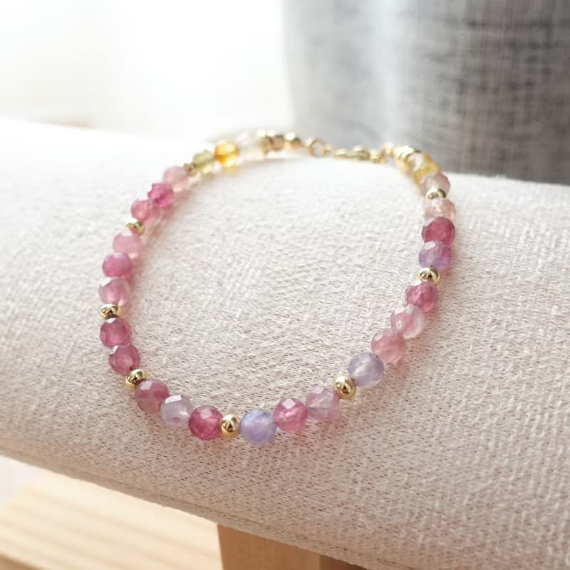天然 粉紫碧璽 天然糖果碧璽 好人緣 正磁場 能量手鍊 手串 禮物