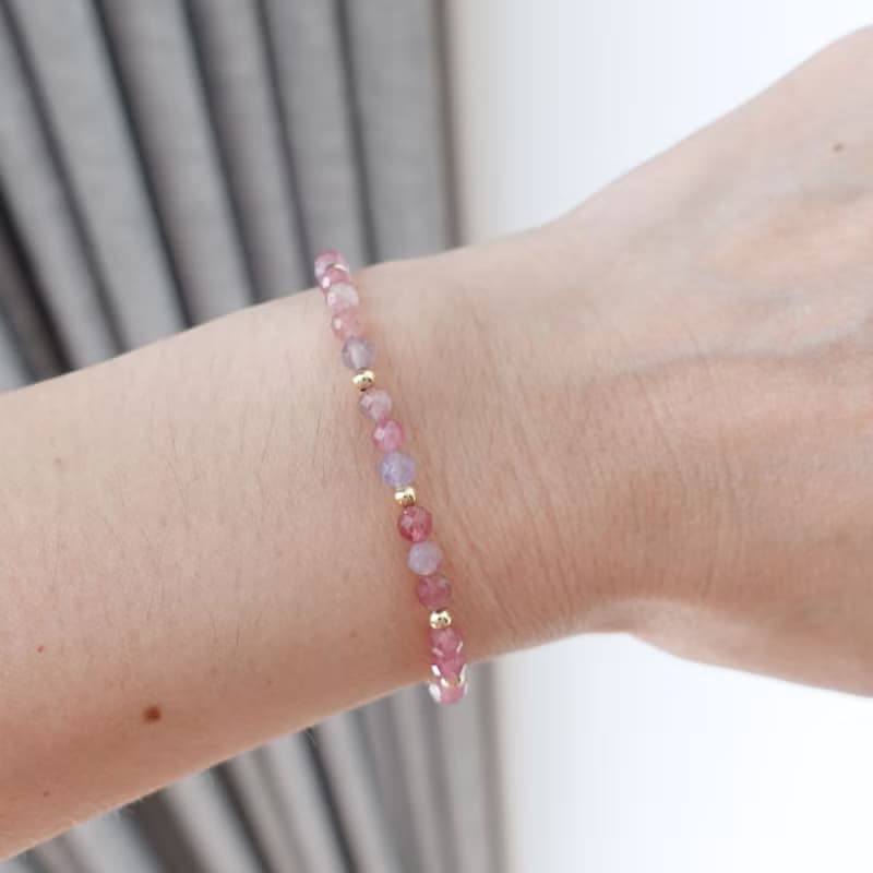 天然 粉紫碧璽 天然糖果碧璽 好人緣 正磁場 能量手鍊 手串 禮物