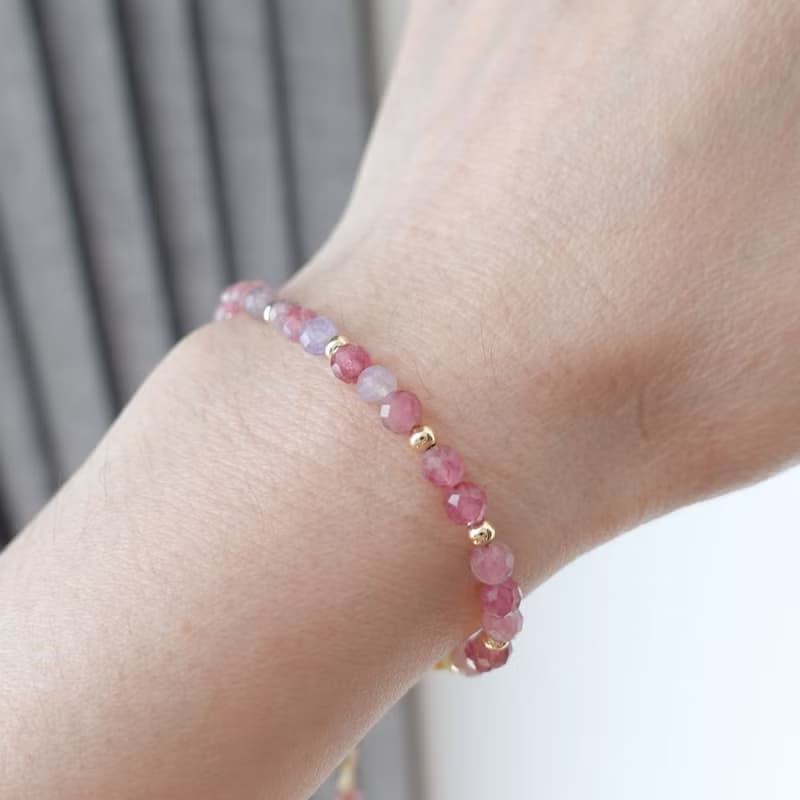 天然 粉紫碧璽 天然糖果碧璽 好人緣 正磁場 能量手鍊 手串 禮物