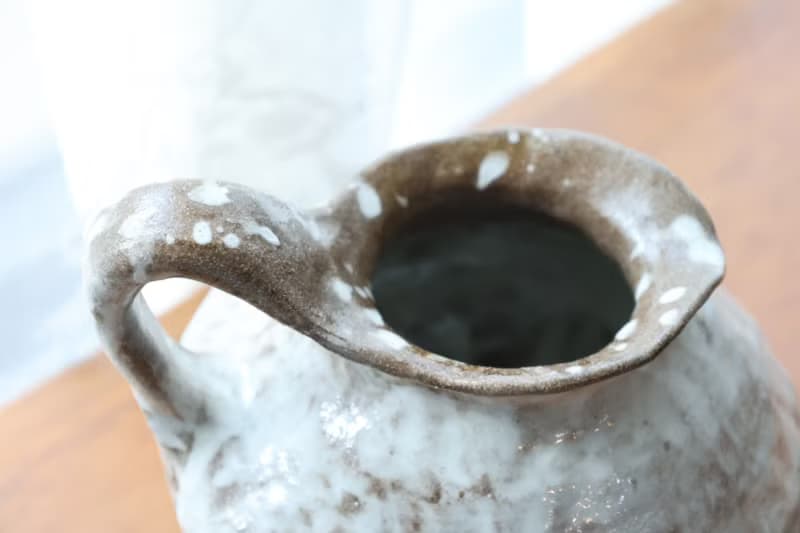 【喬遷禮物】美國進口土手捏陶壺造型花器化妝土白釉原土質感詫寂