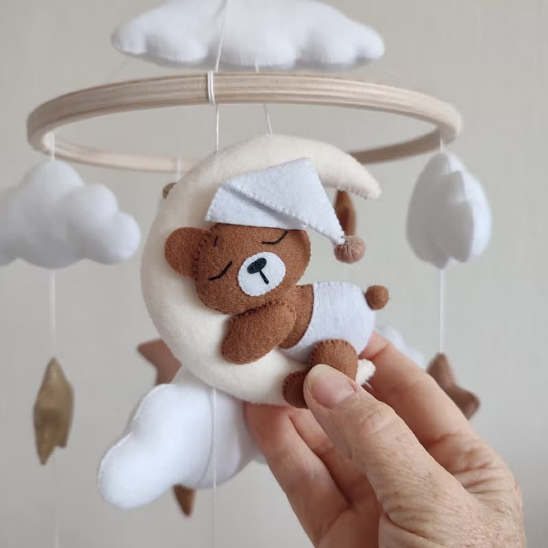 Bear baby mobile neutral gender nursery decor, crib mobile, baby shower gift