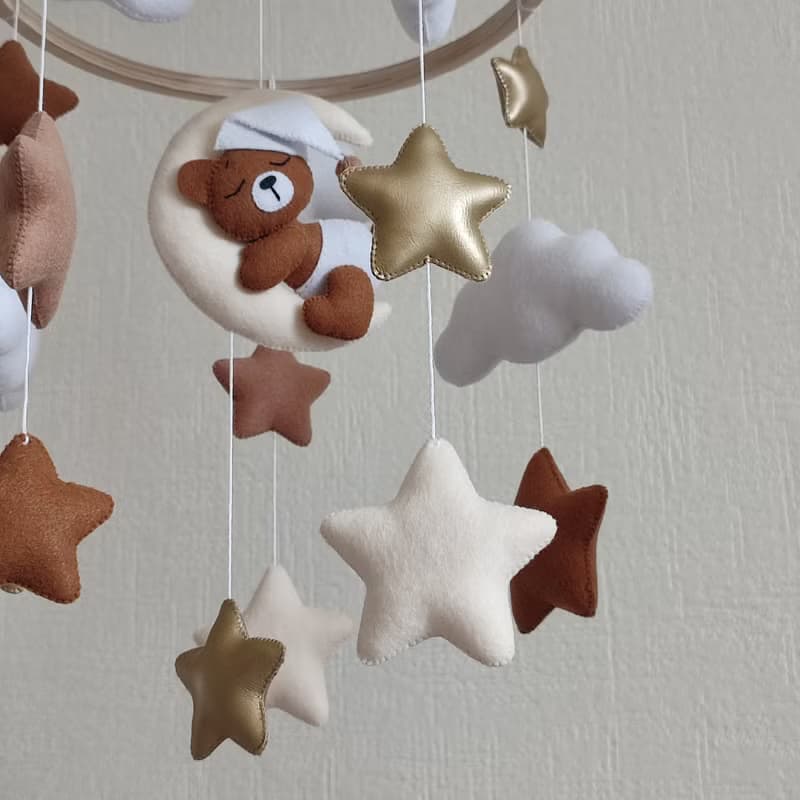 Bear baby mobile neutral gender nursery decor, crib mobile, baby shower gift