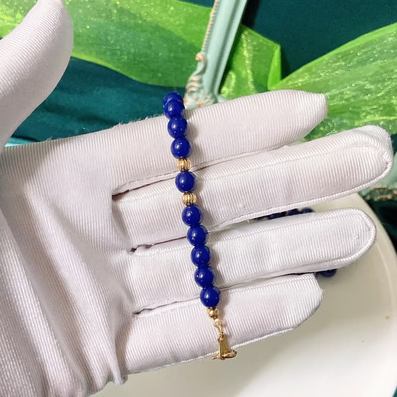 【西洋古董飾品】Avon深藍金沙珠套組 金波蘿珠 項鍊 手鍊 手環