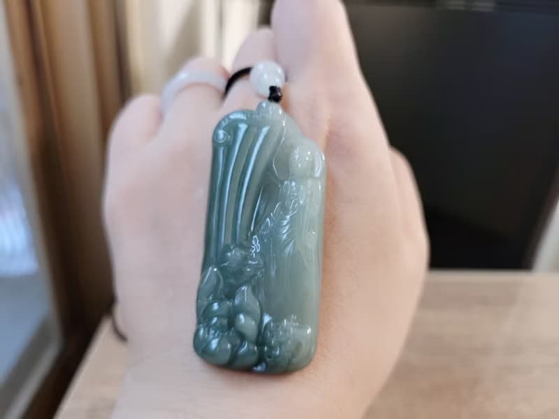 親翠 天然翡翠 冰灰藍漸層美竹林觀音項鍊 送禮首選