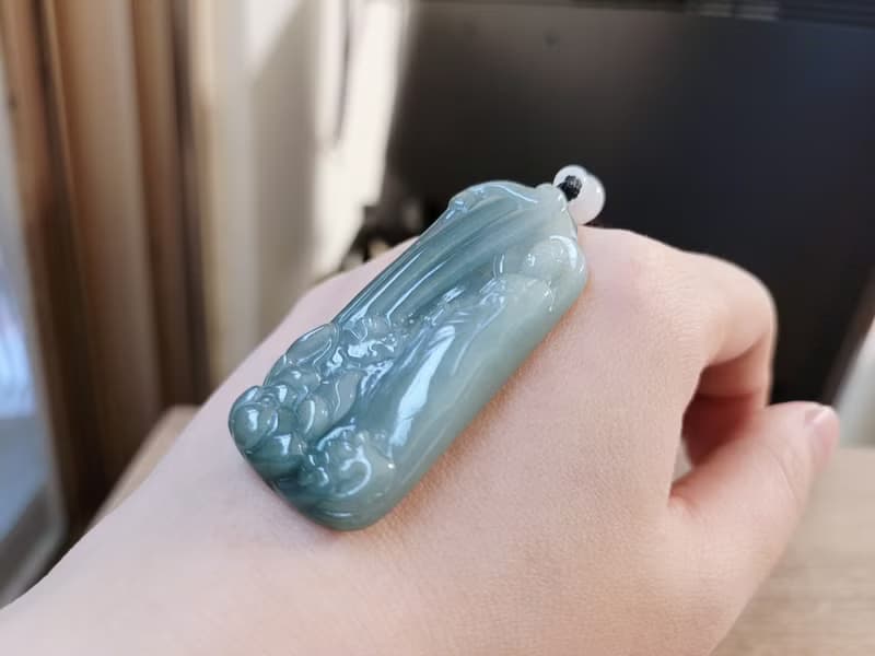 親翠 天然翡翠 冰灰藍漸層美竹林觀音項鍊 送禮首選