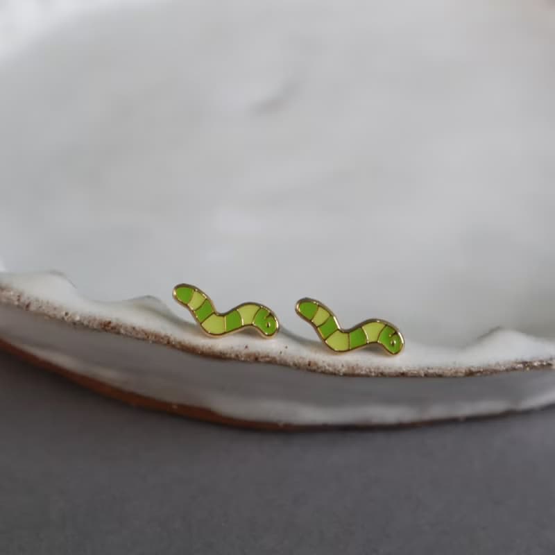 毛毛蟲 樹與泥土的聲音 台灣特有種 caterpillar 耳環 耳夾