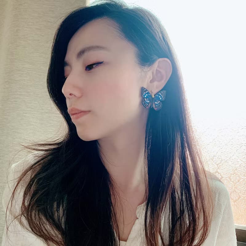 耳環 大紫蛺蝶 刺繡 台灣 蝴蝶 珍珠 耳夾 生日 禮盒 禮物 情人節